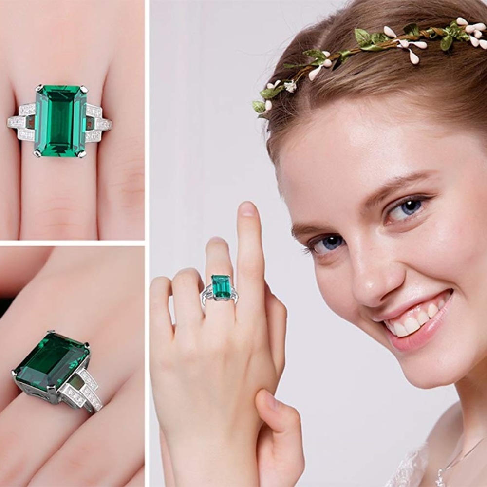 6ctw Nano Emerald Ring - 925 Sterling Silver - Picture 3 of 5